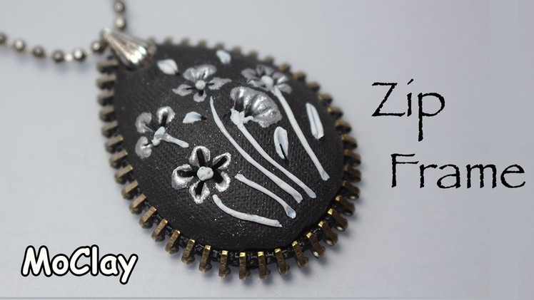 Diy filigree pendant with a zipper frame - Polymer clay tutorial