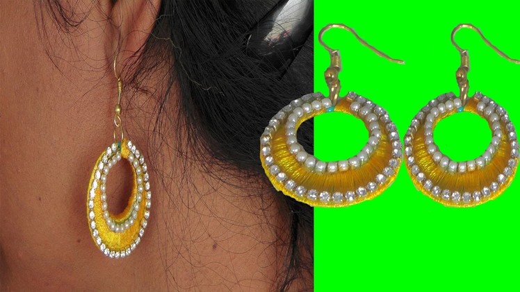 DIY Handmade Craft Works : Party Wear Silk Tread Earrings ( Jhumkas ) jewelry Making Tutorials !!