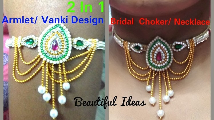 DIY.How to make silk thread Armlet.Vanki Design.Bridal Choker Necklace.2in1. Tutorial