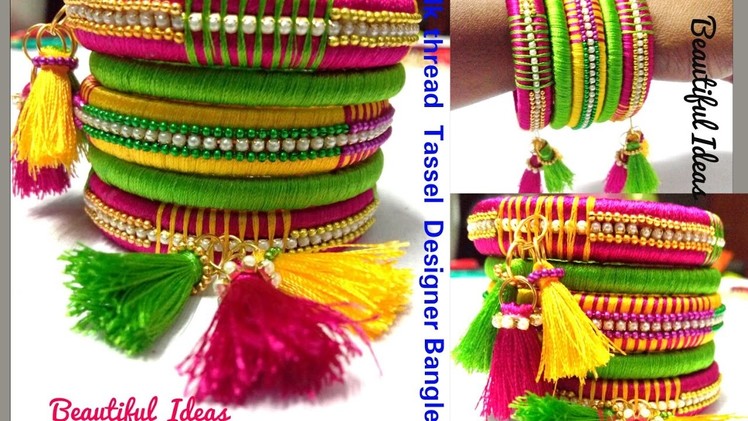 DIY. How to make Silk thread Designer Bangles. Tassel Designer Bangles at Home. 