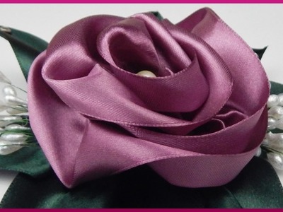 DIY Kanzashi | Blume Rose aus Stoffband basteln | Ribbon flower rose | hair accessory
