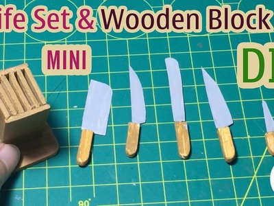 DIY Miniature Kitchen Knife Set with Wooden Block | Dollhouse