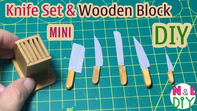 DIY Miniature Kitchen Knife Set with Wooden Block | Dollhouse