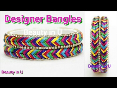 DIY | Multi-color Designer Silk Thread Bangle Making at Home - Two Strand Braid Design
