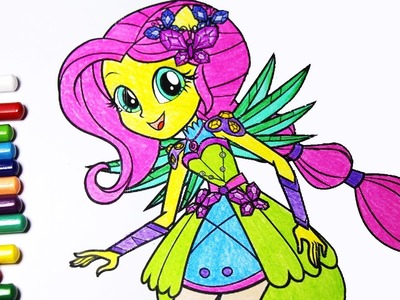 DIY My Little Pony Coloring Book : Arts for kids : How to color Fluttershy , Equestria Girls!