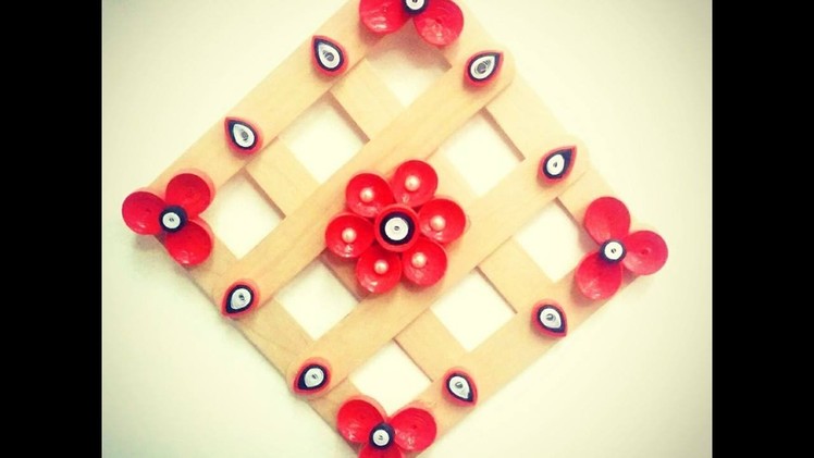 DIY Quilling Paper Wall Hanging. Popsicle Sticks.Home Decor.Tutorial