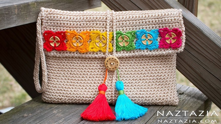 DIY Tutorial - Crochet Bohemian Clutch - Boho Evening Hand Bag Bolsa Collab - Hectanooga1