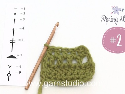 How to crochet some techniques that are used in 2nd clue in DROPS Mystery blanket Spring Lane