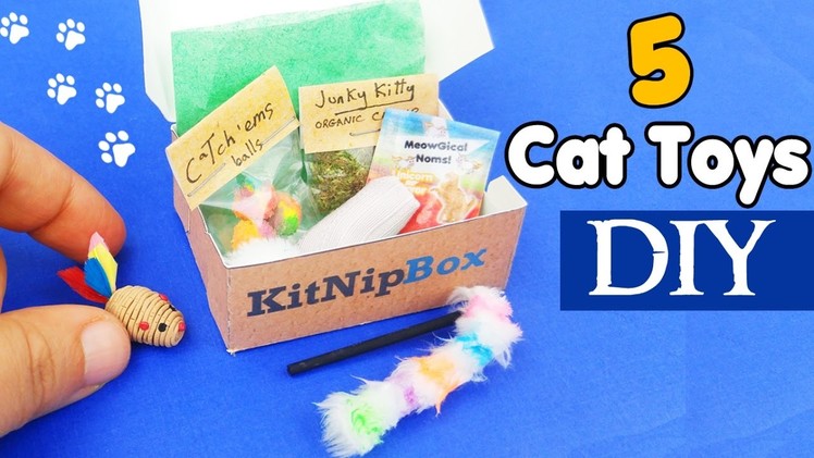 HOW TO MAKE 5 MINIATURE CAT TOYS SUBSCRIPTION BOX | diy dolls crafts tutorial