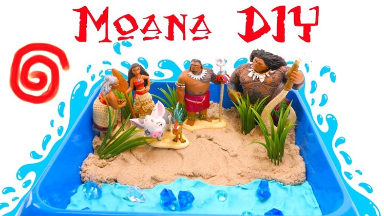 Moana Shiny Beach DIY! Learn to make a Beach Scene with Kinetic Sand, Play-Doh and Gems! Maui joins!