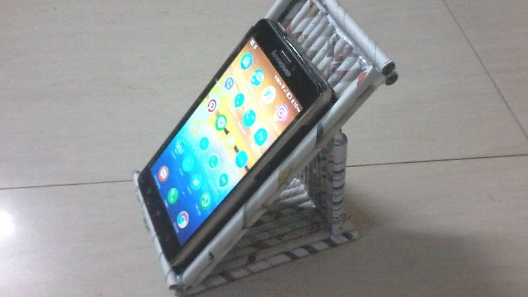DIY: How to make phone stand using newspaper rolls.tubes -  - best out of waste project