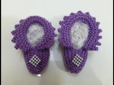 DIY - Make Knitting baby booties - beginner level - most easy way of making booties