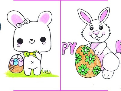 Easter Drawings - How to Draw A Easter Bunny with Easter Egg Easily