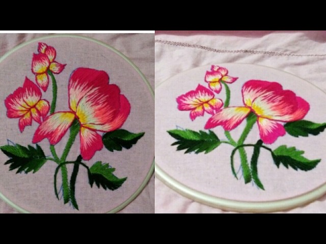 Hand embroidery beautiful wild rose flower and how to start without knot