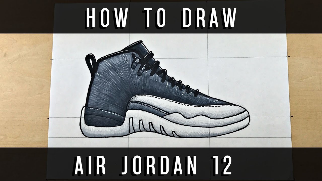 How To Draw Air Jordan 12 w. Downloadable Stencil