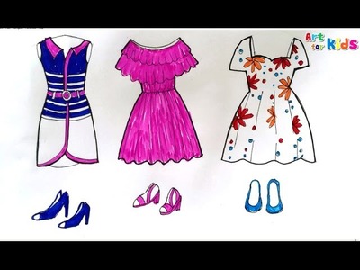 How to draw fashion clothes for kids | How to draw dresses for kids 5 | Art for kids