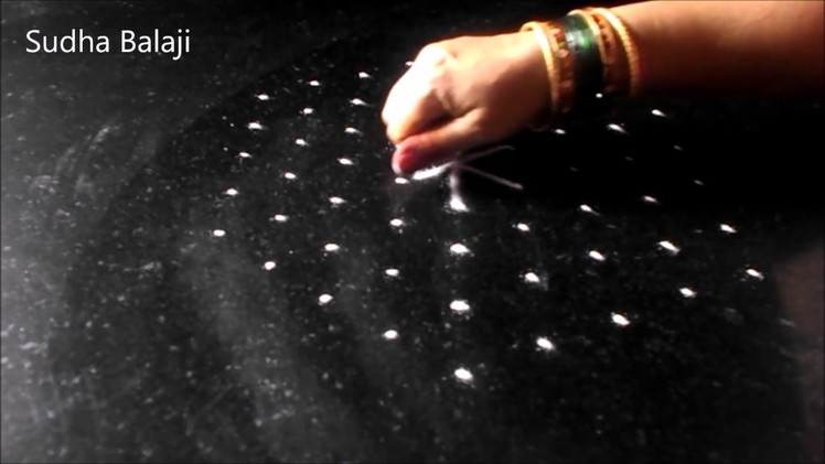 How to draw rangoli easy | simple 9 to 5 dots kolam | Sudha Balaji muggulu