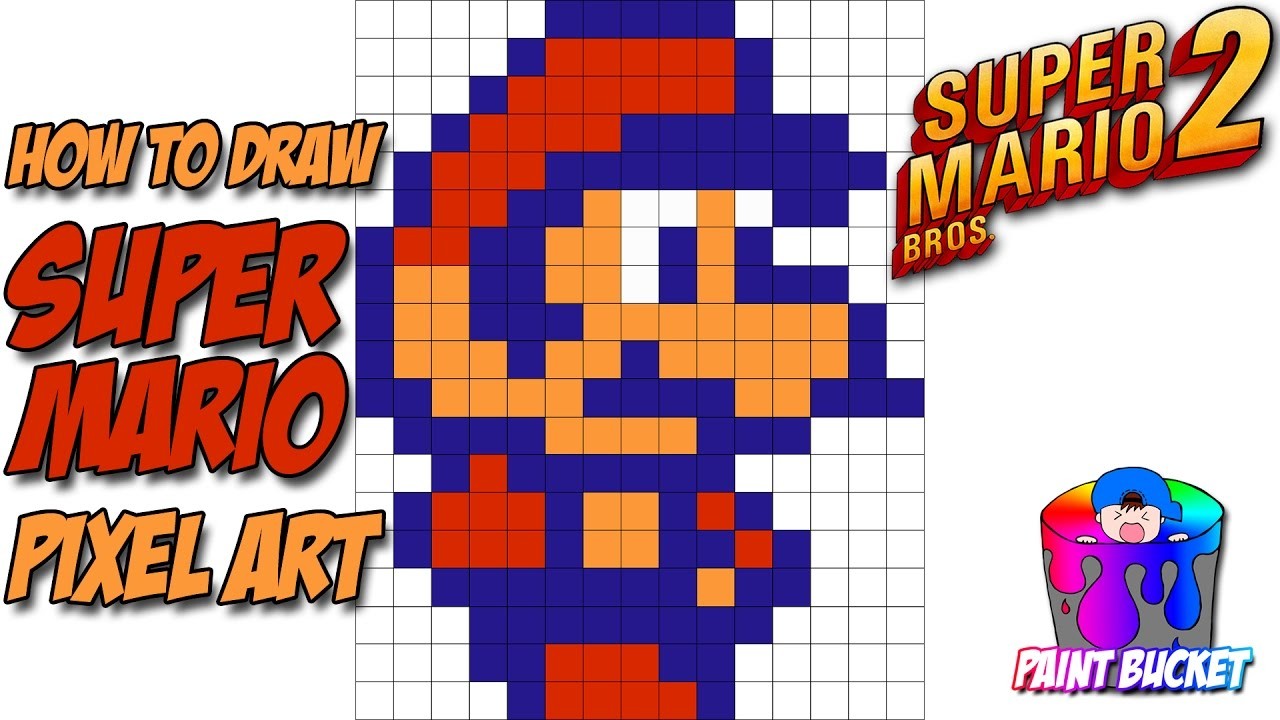 How to Draw Super Mario from Super Mario Bros. 2 - Nintendo 8-Bit Pixel