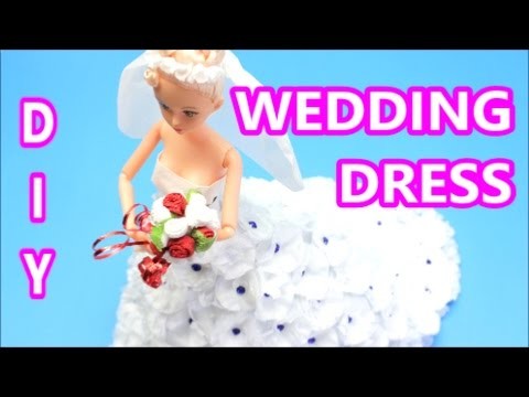 How to Make a White Wedding Dress from Tissue Paper | DIY Paper Doll Dress:| Doll Dress Fun