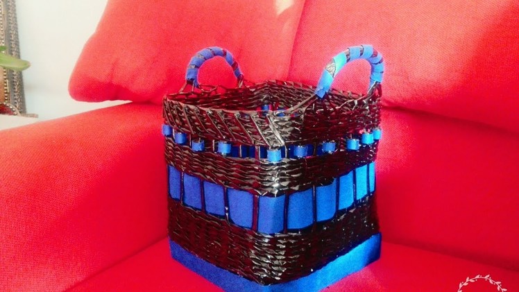 How to make basket from newspapers, Cesta de tejido de periódicos