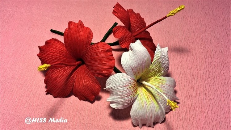 How to make beautiful origami hibiscus paper Flower.crepe paper Flower making ,Craft paper tutorial