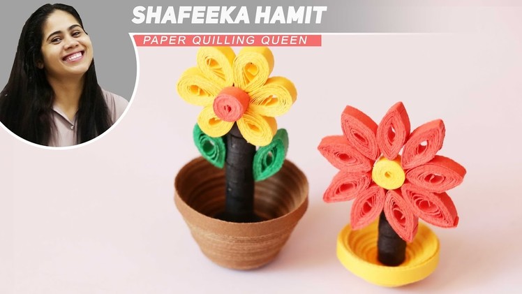 How To Make Bright Quilling Miniature Flower Pot in 3D, diy