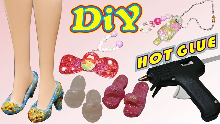How To Make Doll Shoes USE A Hot GLUE GUN.CRAFTS & HACKS. DIY.熱融膠 水晶吊飾 芭比 項鍊