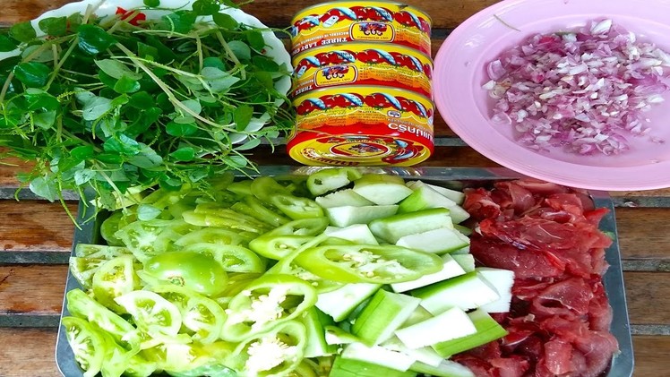 How To Make Healthy Fried Beef With Vegetables - Cambodian Food