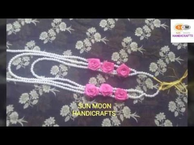 How to make ribbon rose necklace.beaded necklace