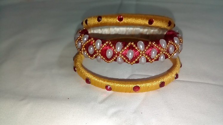 How to make silk satin ribbon bangles ( Design 9 )