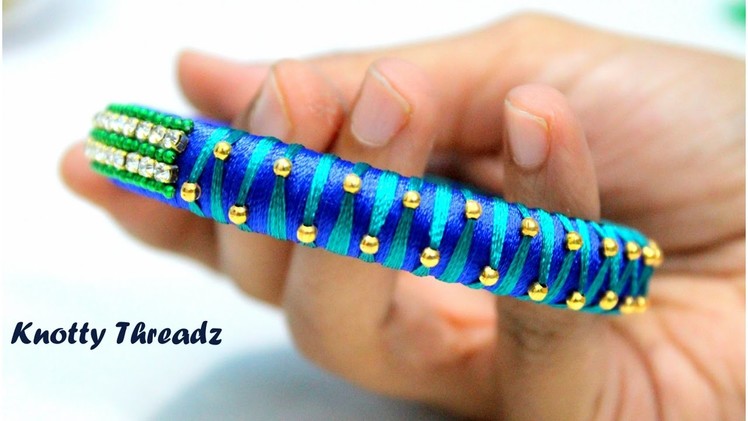 How to make Silk Thread Gold Bead Bangles at Home | Tutorial | Knotty Threadz !!