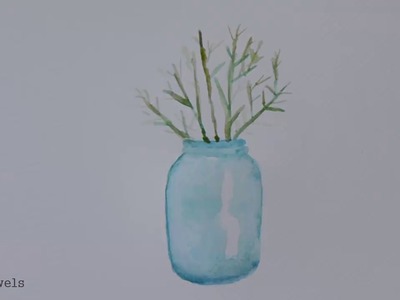 How to Paint Flowers in a Glass Jar (No-pre Drawing)