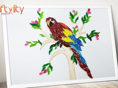 Paper Quilling Frame: How to make Paper Quilling Bird | Paper Quilling Parrot tutorial
