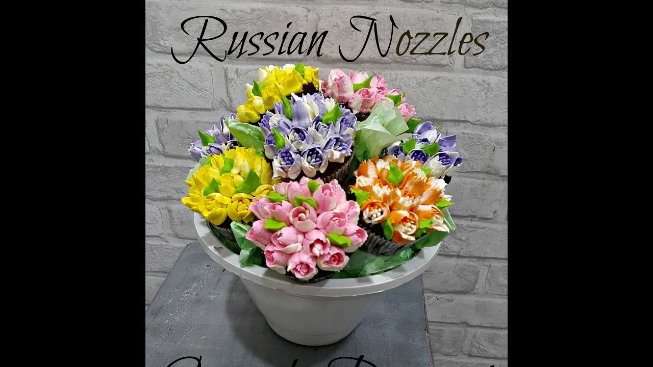 Russian nozzles butttercream cupcake bouquet- How to- DIY