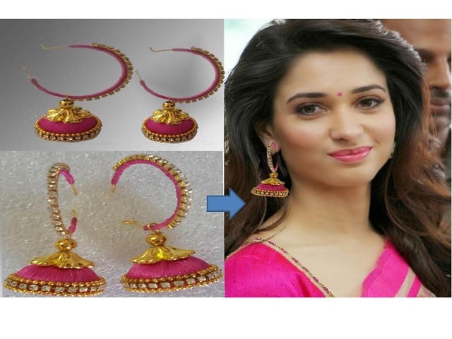 Simple & beautiful silk thread earring ! thamanna special earrings ! how to make silk thread earring
