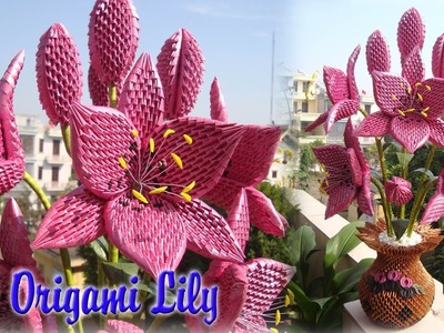 3D ORIGAMI LILY FLOWER | PAPER LILY FLOWER HANDMADE DECORATION