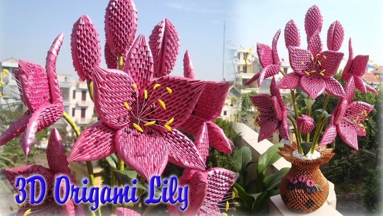 3D ORIGAMI LILY FLOWER | PAPER LILY FLOWER HANDMADE DECORATION
