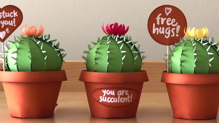 3D Paper Cactus and Pot Party Favor Gift Box TRAILER