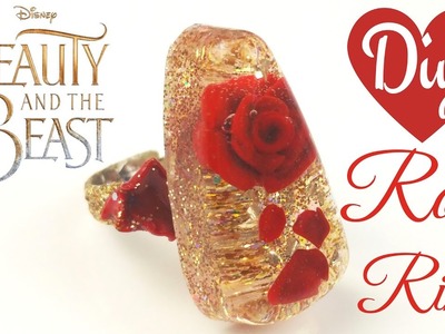 ????Beauty and the Beast inspired Rose Resin Ring Tutorial-Polymer Clay