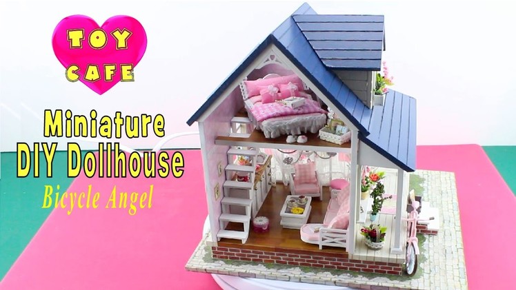 DIY Miniature Dollhouse Kit With Working Lights "Bicycle Angel"