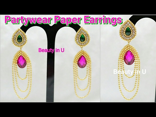 DIY | Partywear Paper Earrings making at Home | Earrings Made Out of Paper | Tutorial