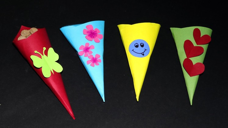 Fun Paper Crafts for Kids - Paper Cone Toffee Case, Very Simple & Easy