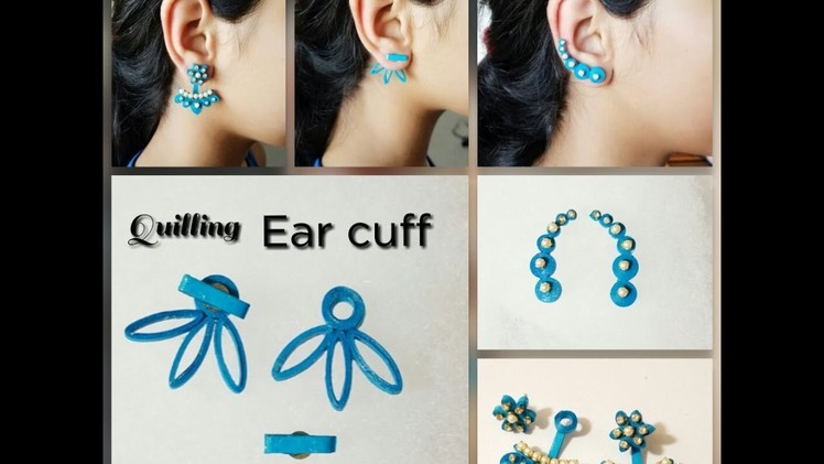 Making Ear cuff with Quilling||Back stud earrings||Eco friendly Paper earrings