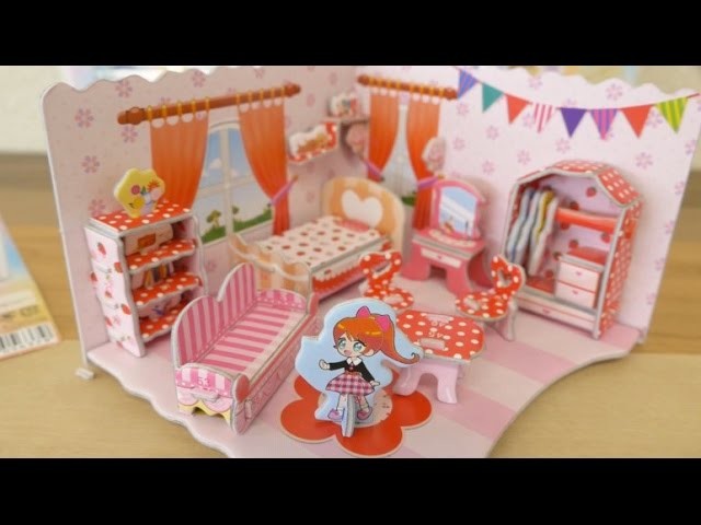 Paper handmade bedroom dollhouse origami toy