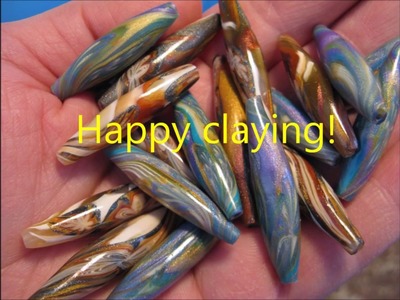 Polymer Clay Long  Barrel Beads