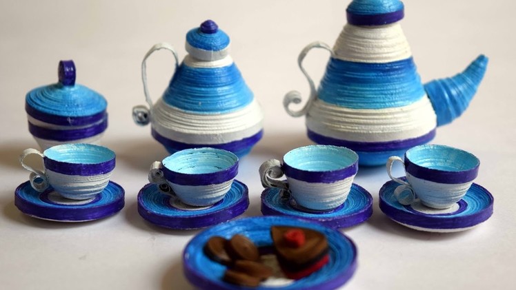 Quilled Miniature Tea set. Miniature Tea Set. Paper Tea Set
