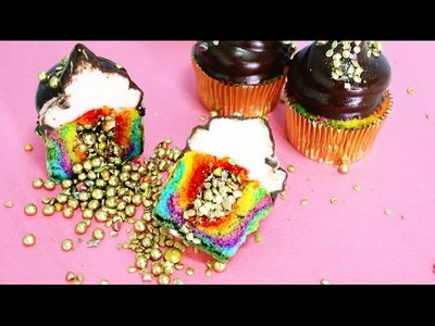 Rainbow Surprise Cupcakes - 2 WAYS! Rainbow Hi-Hat cupcakes & Rainbow Shamrock cupcakes