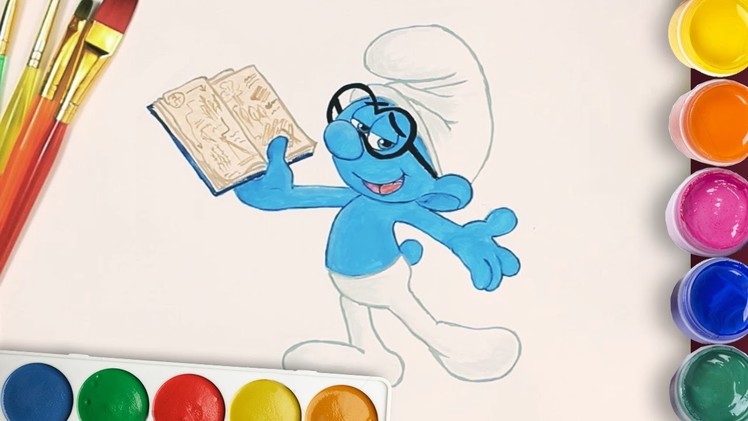 Smurfs. Brainy Smurf - Draw and Colour | Coloring Pages for Kids | Rainbow TV