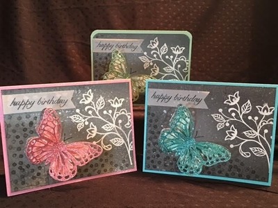 Stampin' Up Glimmer paper butterfly birthday card