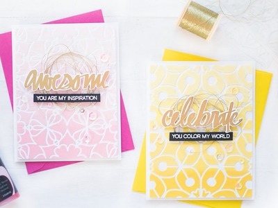 Stenciling with Embossing Paste & Ink Spray | DIY Card with Ombre Background